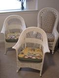 3 Vintage Wicker Armchairs/Rockers.