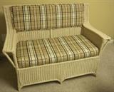 Vintage Upholstered Wicker Sofa/Loveseat.