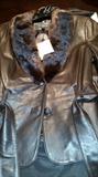 St. John Leather Jacket with fur collar