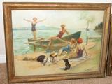 circa 1920's Hans Stubenrauch original oil and pencil on board