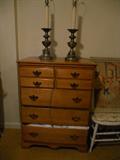 Dresser, pair of lamps