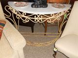 Amazing vintage iron console with marble top