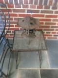 iron pagoda, iron and glass side table
