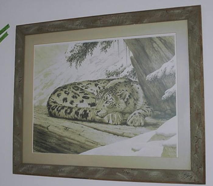 Signed print of Leopard by Guy Coheleach.  