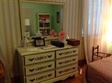 White  and gold tole painted bedroom set