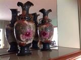 Matching ornate vases with Japanese mark