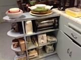 Misc. Small appliances, USA ceramic platter, lazy Susan.