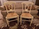 Wooden and wicker chairs