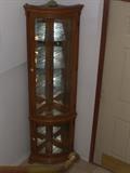 Mirrored corner hutch: 76.5" tall, 2ft. wide