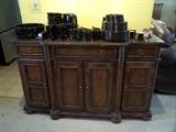 Buffet table with glass top: 3ft. tall, 59" width, 14.5 depth