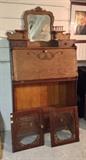 Antique oak secretary/display - all the pieces are there but it needs TLC