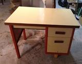 Festive orange & yellow mid-century metal desk