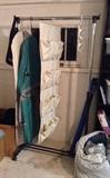 Rolling clothes rack, garment bag & shoe storage caddy