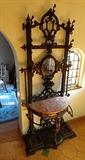 large and amazing vintage cast iron/bronze finish hall tree