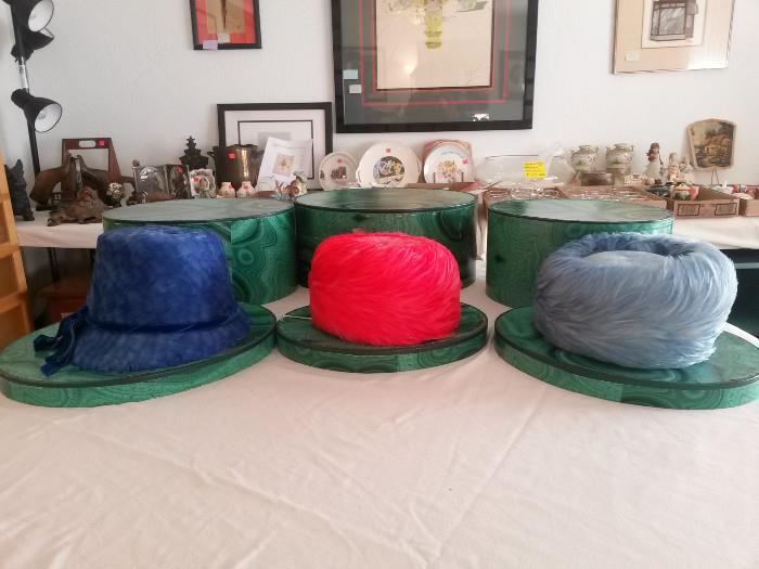 vintage feather hats in beautiful condition