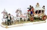 17  - Large and Impressive Two Part German Porcelain Carriage.   L. 2 ft. , W. 11.5 in.