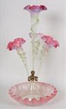 20  - Cranberry and Vaseline glass Epergne