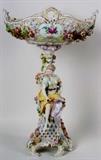 24  - Large 19th Century Dresden Figural Center Piece.   H. 20 in. , W. 14 in.