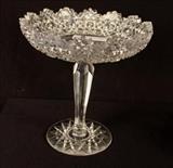 32  - Brilliant cut glass compote, 9.5 in. T, 9 in. D. 