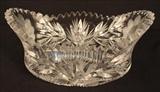 35  - Brilliant cut glass center bowl with flower design, 5.5 in. T, 10 in. W, 6 in. D