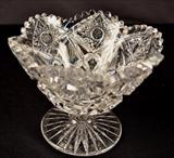 43  - Small brilliant cut glass compote, 5 in. T, 6 in. D.