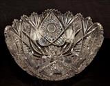 50  - Oversize brilliant cut glass punch bowl in excellent condition, 7 in. T, 14 in. D.