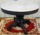 51  - Large oval marble top table att. to Thomas Brooks   L. 3 ft. , W. 2 ft. 4 in.