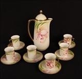 56  - 14 piece R. S. Prussia hand painted tea set.