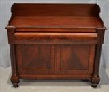 70  - Mahogany empire oversized wash stand with original backsplash, 36 in. T, 41 in. W, 19 in. D.