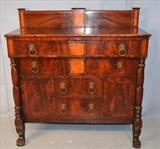 71  - Mahogany empire 4 drawer chest with 2 doors, 50 in. T, 48 in. W, 21 in. D.