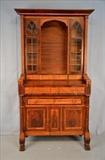 72  - Victorian gothic secretary made from maple and mahogany, claw feet, 89 in. T, 46 in. W, 20 in. D.
