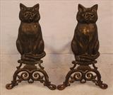 84  - Pair of black cat andirons, 17 in. T.