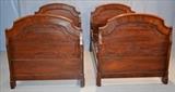 87  - Matched pair of rococo rosewood twin beds, ca. 1850, 44 in. T, 42 in. W, 71 in. L.