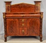 89  - Empire Revival sideboard with original gold stencils and high chimney backsplash, ca. 1840, 64 in. T, 61 in. W, 24 in. D