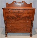 93  - Empire chest with original backsplash and acanthus columns, ca. 1840, 60 in. T, 48 in. W, 22 in. D.
