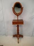 100  - Walnut Victorian shaving mirror, 62 in. T, 17 in. W, 13 in. D.