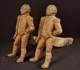 101  - Pair of colonial soldier andirons, 15 in. T, 7 in. W.