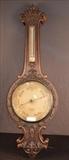 112  - Very large oak barometer by C. Baker, London, ca. 1865, 48 in. T, 16 in. W,