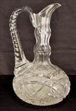 137  - Brilliant cut glass ewer with applied handle, 9 in. T, 5 in. T.