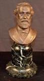 142  - Spelter bust of R.E. Lee with good bronze on marble base, 11 in. T, 5.5 in. D.