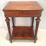 146  - Inlaid rosewood open top sewing stand, 31 in. T, 24 in. w, 20 in. D.`