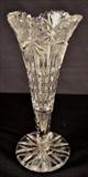 149  - Brilliant cut glass trumpet vase, 10 in. T, 4 in. D