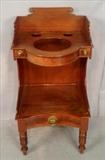176  - Flame mahogany empire wash stand with shaving drawers and turned legs, 37  in. T, 18 in. W, 16 in. D.
