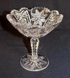 182  - Brilliant cut glass compote, 6 in. T, 6 in. D.