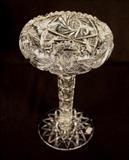 188  - Brilliant cut glass compote, 9 in. T, 6 in. D.