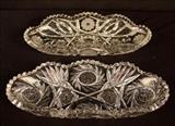 227  - Two cut glass relish dishes.