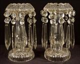 232 - Pair crystal Victorian lusters, 10 in. T, 6 in. D.