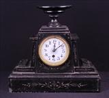 237 - Victorian marble case clock, 13 in. T, 14 in. W, 5 in. D.