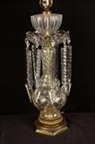 238  - Tall crystal lamp with large prisms, 26 in. T.