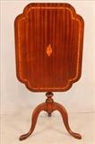 260  - Mahogany tilt top table with banded inlay, 41 in. T, 28 in. W, 20 in. D.